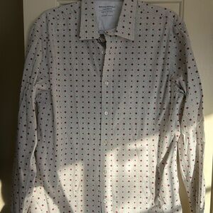 Banana Republic Men's Gray Shirt with Red Dots